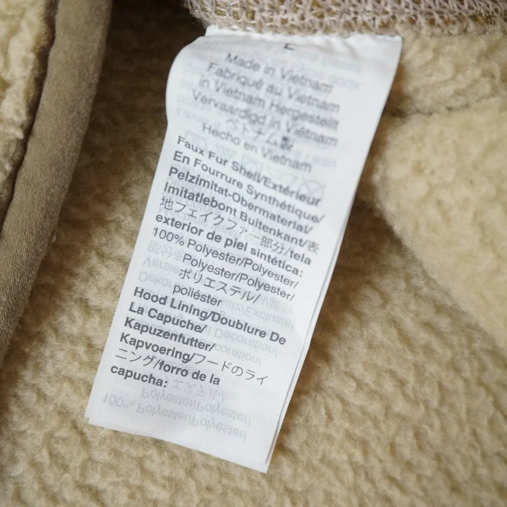 J. Crew Nordic Polartec Sherpa Fleece Hoodie Large Mens Cream Full Zip Y2K